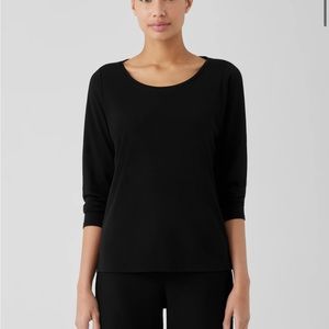 Eileen Fisher Stretch Silk Jersey Scoop Neck Top